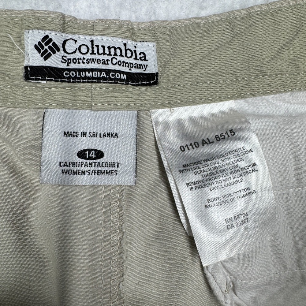 Columbia Capri Pants Beige Cotton Bermuda Knickers Gorpcore Hike Women's Size 14 - Picture 3 of 10